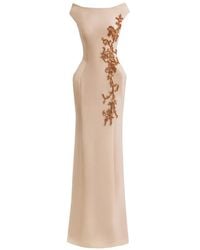 Gemy Maalouf - Embroidered Slim-Cut Maxi Dress - Lyst