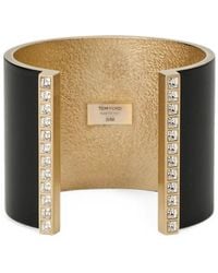 Tom Ford - Matte Lacquered Brass And Crystal Stones Fera Cuff - Lyst