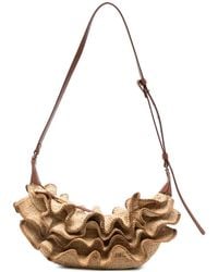 Zimmermann - Goldentime Ruffled Raffia Shoulder Bag - Lyst