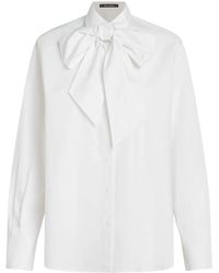 KARL LAGERFELD - Karl Dna Bow Cotton Blouse - Lyst