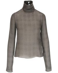 Saint Laurent - Checked Blouse - Lyst