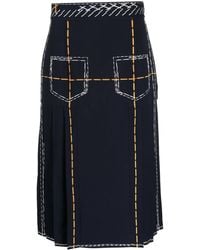 Moschino - Contrast-Stitching High-Rise Midi Skirt - Lyst