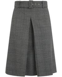 Slowear - Falda A Cuadros Príncipe De Gales Con Cinturón - Lyst