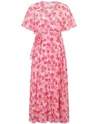 RED Valentino - Wrap Floral-Print Midi Dress - Lyst