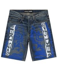 Sp5der - Jeans-Shorts Mit Logo-Print - Lyst