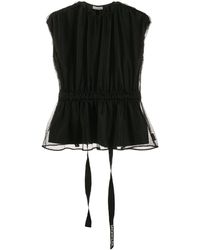 Moncler Netted Cap Sleeve Top - Black