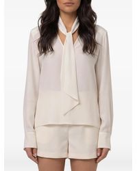 FEDERICA TOSI - Tie-Neck V-Neck Shirt - Lyst