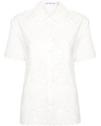 Self-Portrait - Broderie Anglaise Katoenen Overhemd - Lyst