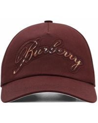 Burberry - Casquette En Gabardine À Logo Et Carreaux - Lyst