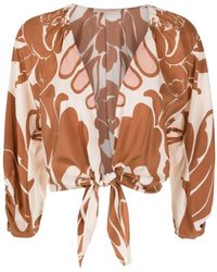 Adriana Degreas - Graphic-print V-neck Top - Lyst