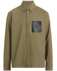Balmain - Wool Overshirt With Leather Vintage Label - Lyst