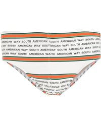 Amir Slama - Striped Slogan-Print Swimming Trunks - Lyst