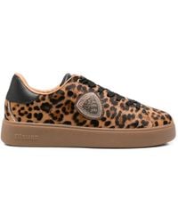 Blauer - Leopard-Print Leather Sneakers - Lyst