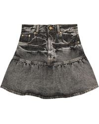 Ganni - Whiskering-Effect Mini Skirt - Lyst