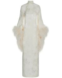 ‎Taller Marmo - Del Rio Feather-Trim Midi Dress - Lyst