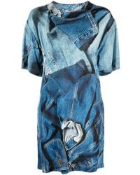 Moschino - Denim-Print T-Shirt Dress - Lyst