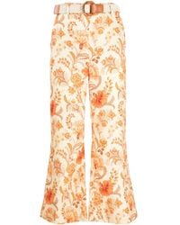 Zimmermann - Junie Leinenhose Mit Blumen-Print - Lyst