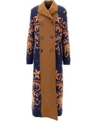 Etro - Doppelreihiger Mantel mit Blumenmuster - Lyst