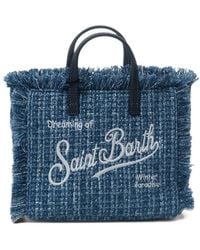 MC2 Saint Barth - Mini Vanity Frayed Tweed Tote Bag - Lyst