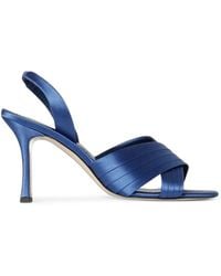 Manolo Blahnik - Vierasan Crossover-Strap Heeled Sandals - Lyst