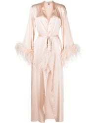 Gilda & Pearl - Camille Feather-Trim Silk Robe - Lyst