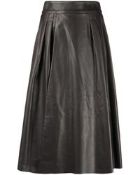 Dolce & Gabbana - Pleated Leather Midi Skirt - Lyst