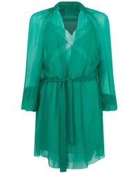 Alberta Ferretti - Lace-Trim Belted Mini Dress - Lyst