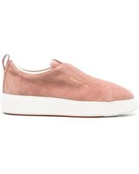 Santoni - Logo-Debossed Suede Slip-On Sneakers - Lyst