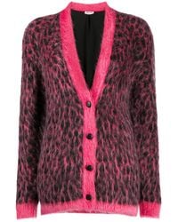 Saint Laurent - Brushed Leopard-print Wool Cardigan - Lyst
