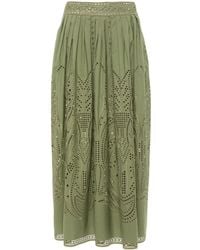 Alberta Ferretti - Cut-Out Detail Poplin Midi Skirt - Lyst