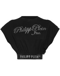 Philipp Plein - Crystal-embellished Cropped T-shirt - Lyst