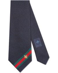 Gucci - Silk Tie With Bee Web - Lyst