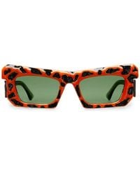 Kuboraum - Leopard-Print Rectangle-Frame Sunglasses - Lyst