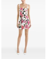 Dolce & Gabbana Strapless Woven Raffia Mini Dress in Metallic | Lyst