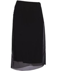 Prada - Semi-Doorzichtige Midi-Kokerrok - Lyst