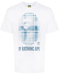 A Bathing Ape - Check-print Cotton T-shirt - Lyst