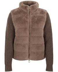 DUNO - Nila Faux-Fur Panelled Ribbed-Knit Jacket - Lyst