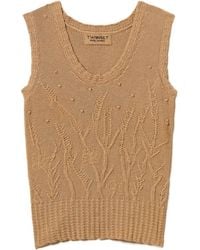 Twinset - Cable-Knit Floral-Pattern Vest - Lyst