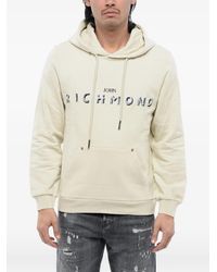 John Richmond - Embroidered-Logo Brushed Hoodie - Lyst