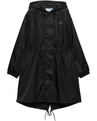 Prada - Jas Met Capuchon En Logoplakkaat - Lyst