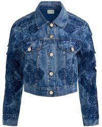 Alice + Olivia - Chloe Embroidered Denim Jacket - Lyst