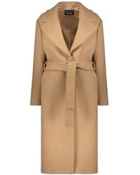 Moschino - Belted Long-Sleeve Coat - Lyst
