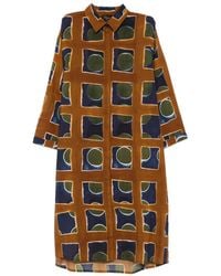 Yavi - Tiara Geometric-Pattern Midi Dress - Lyst
