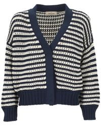 Gran Sasso - Striped Open-Knit Cardigan - Lyst