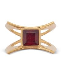 Jil Sander - Bague Gravée Ornée De Grenat - Lyst
