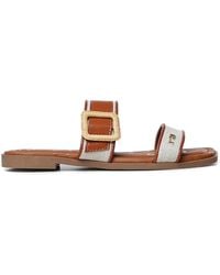 V73 - Buckle-Detail Logo-Plaque Sandals - Lyst