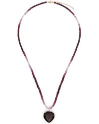 JIA JIA - 14Kt Heart-Pendant Ruby And Smoky Quartz Necklace - Lyst