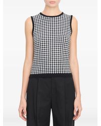 Vince - Gingham Rib-Knit Tank Top - Lyst