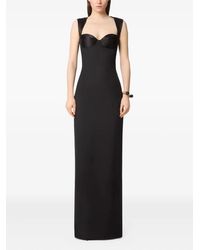 nina ricci satin-finish maxi dress Long Asymmetric Satin Dress in Black
