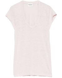 Isabel Marant - Zankou Deep V-Neck Short-Sleeve T-Shirt - Lyst